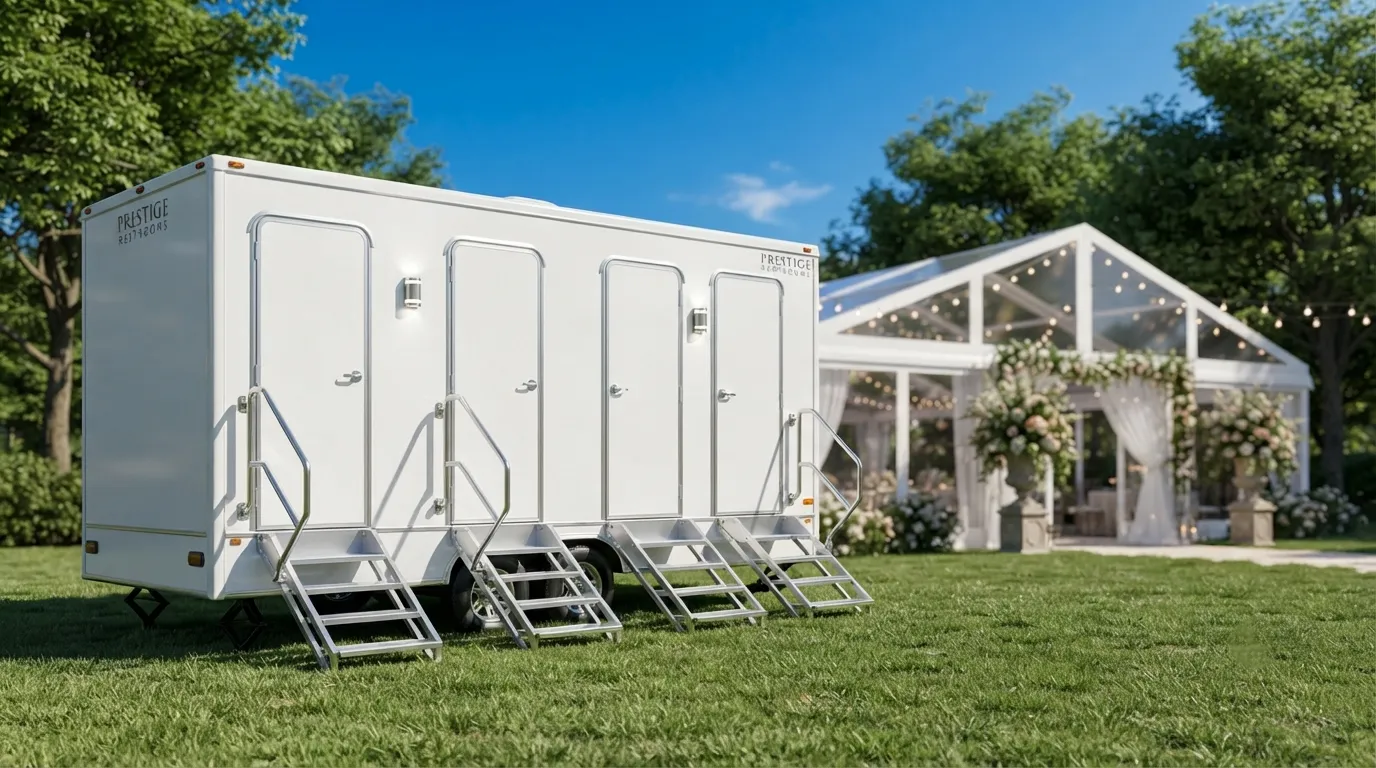 4 stall restroom trailer from our Compton fleet